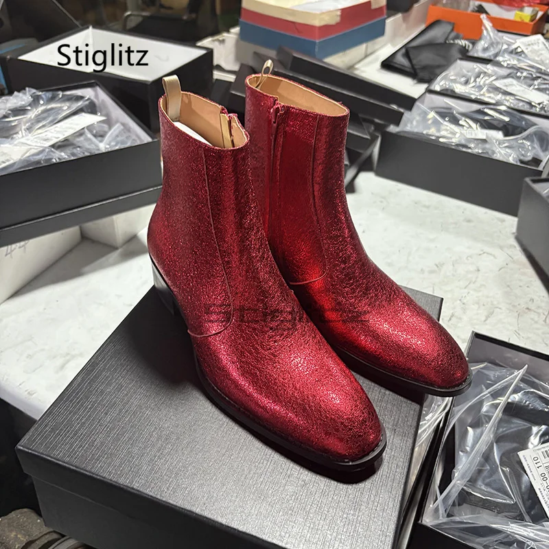 Men Shoes Size 11 - Sepatu Bot Chelsea Kulit Asli Merah
