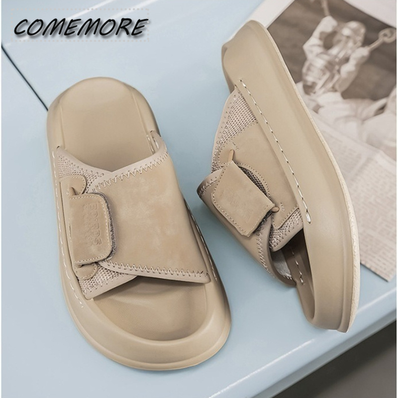 Men'S Shoes With Velcro - Comemore Sandal Pria Sol Tebal untuk