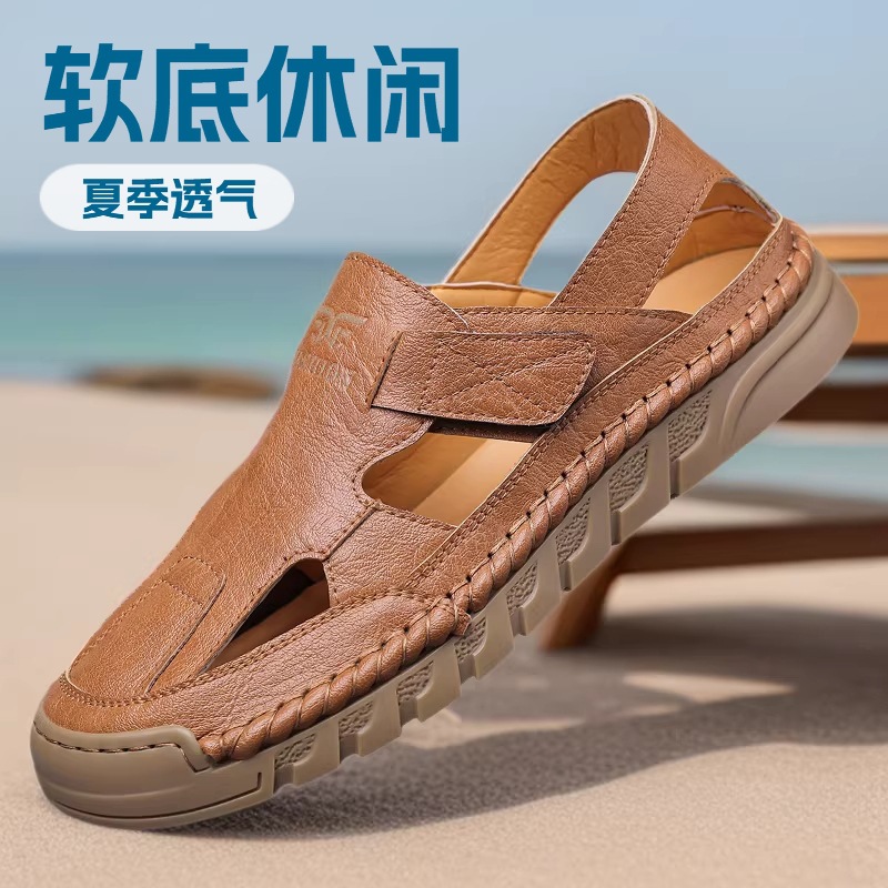 Men'S Shoes With Velcro - Sepatu berlubang pria musim panas baru