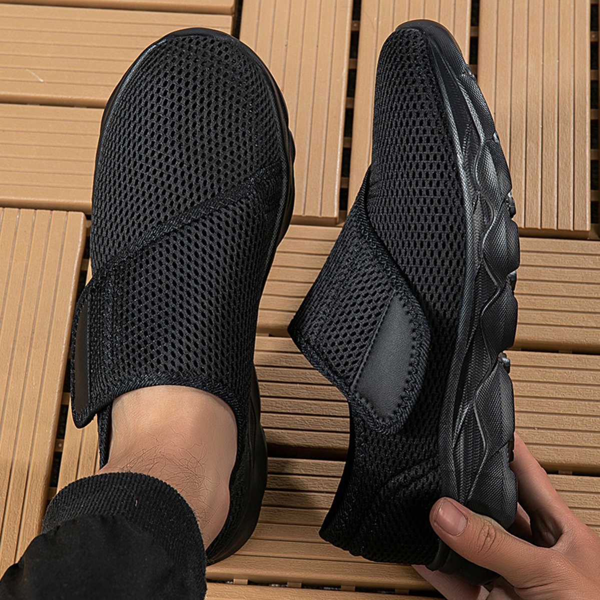 Sepatu Jalan Pria Baru Berbaha - Men'S Shoes With Velcro ulasan dan harga