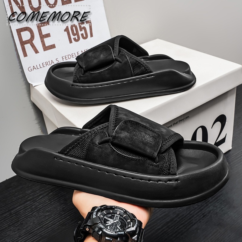Comemore Sandal Pria Sol Tebal - Men'S Shoes With Velcro ulasan dan harga