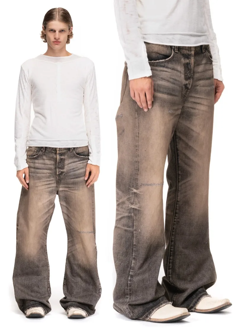 Jeans baggy bootcut dengan efe - Men Shoes Jeans ulasan dan harga